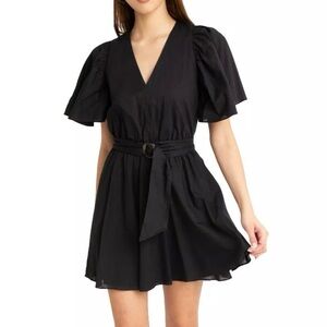 Black Halo “Keeno” Black Mini Dress 100% Cotton in XS